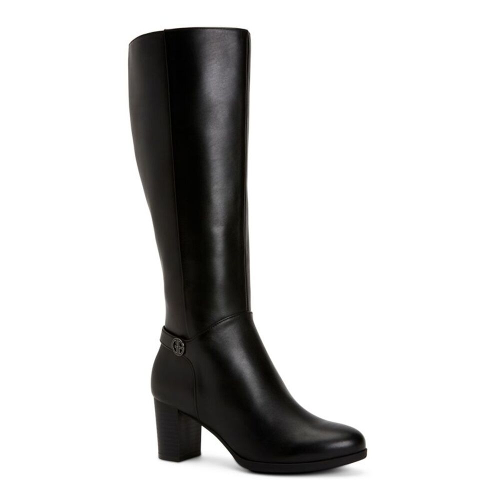 GIANI BERNINI Womens Black Adonnys Round Toe Block Heel Leather Boots 9 WC